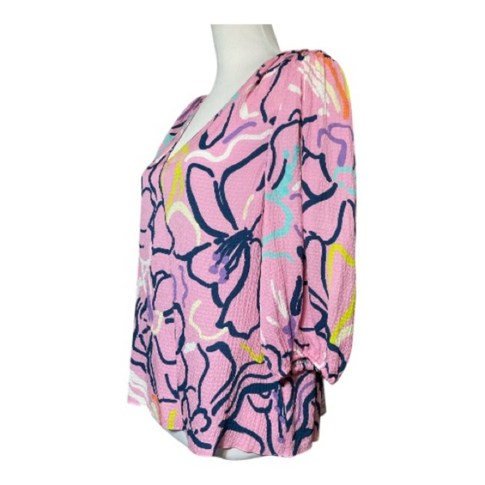 Tanya Taylor Camilla Squiggle Floral Silk Top Size 6 - Picture 2 of 6